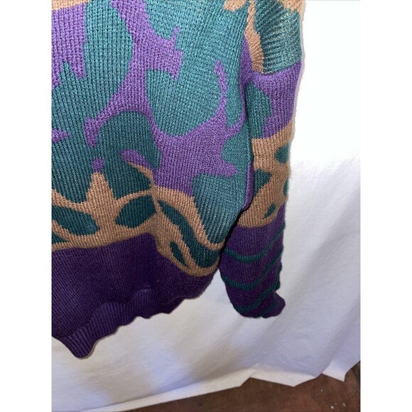 Country Suburbans Women’s Turtleneck Sweater Size Small Purple Green Geometric - Picture 7 of 12